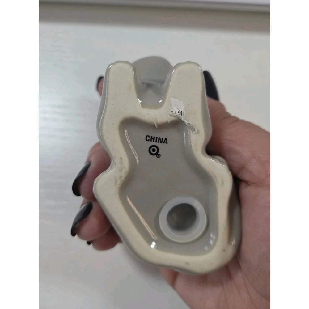 Replacement‎ Piece Glossy Gray Ceramic Cat-Shaped Salt Shaker